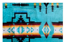 Load image into Gallery viewer, Turquoise Aztec Blanket