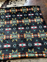 Load image into Gallery viewer, Hunter Green Multi Colored Star Blanket
