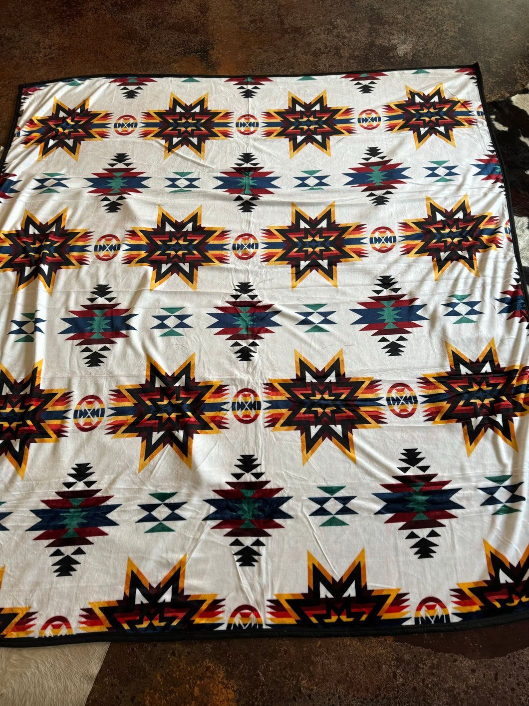 White Multi Colored Star Blanket