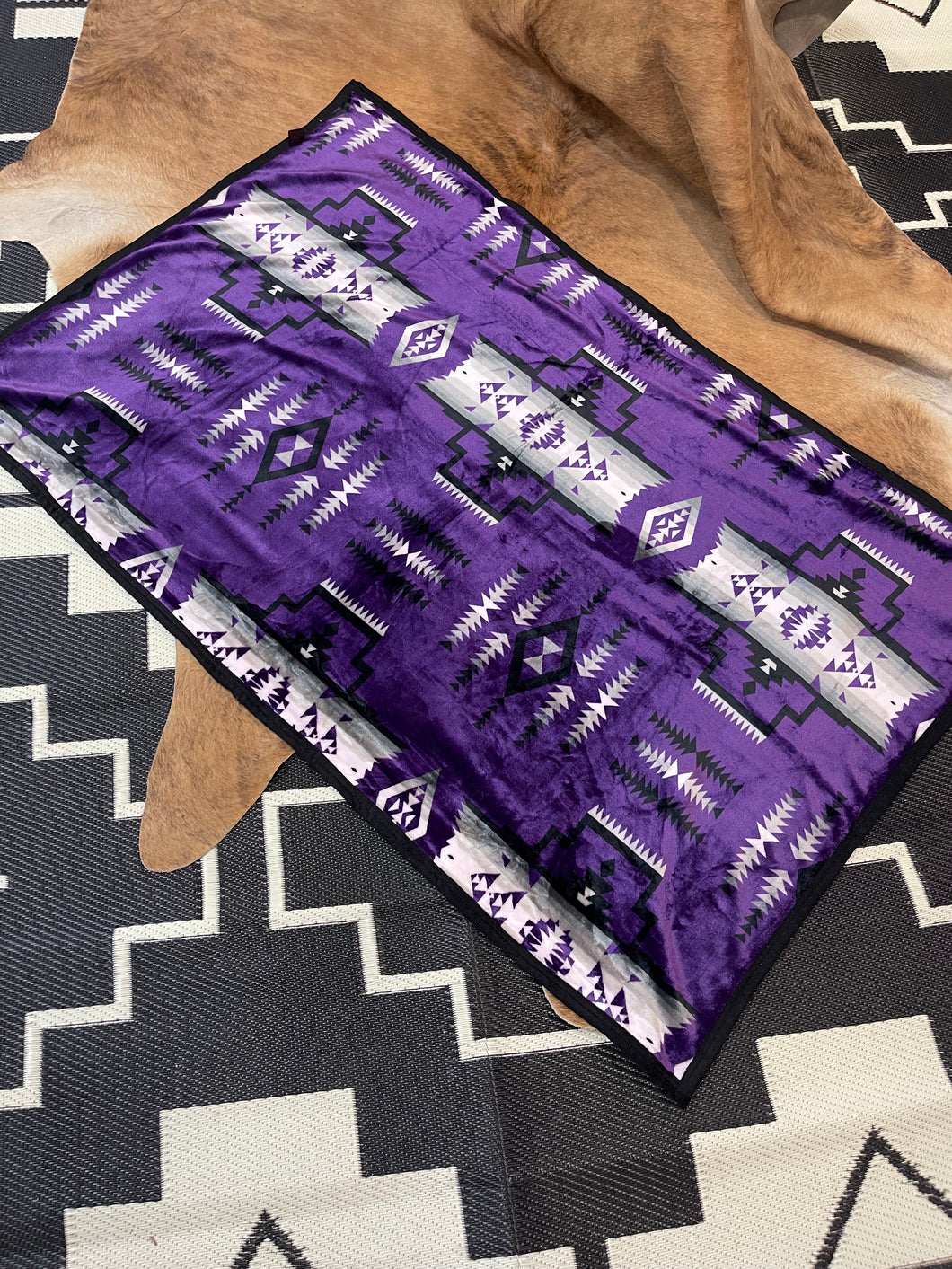 Purple BW/ BW Aztec Blanket