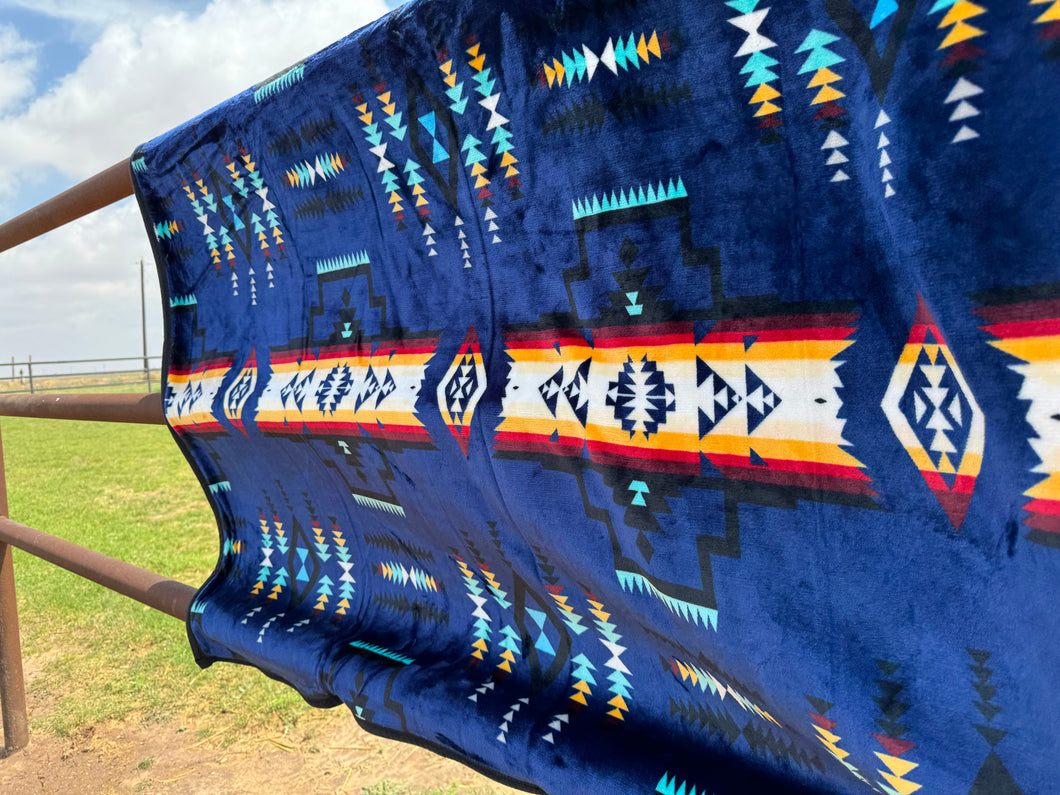Navy Aztec Blanket