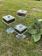 Load image into Gallery viewer, Medium Glass Canister w/ Silver &amp; Turquoise

