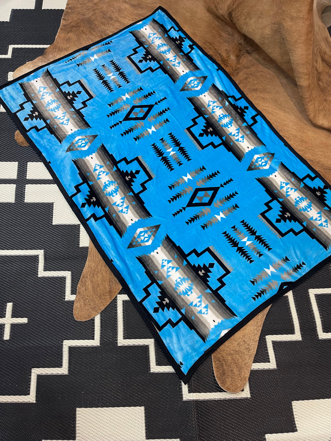 True Blue BW/ BW Aztec Blanket