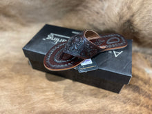 Load image into Gallery viewer, AD Dark Leather Tooled Sandals

