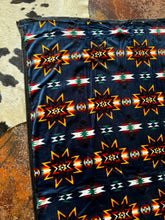 Load image into Gallery viewer, Navy Multi Colored Star Blanket
