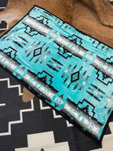 Load image into Gallery viewer, Turquoise BW/ BW Aztec Blanket
