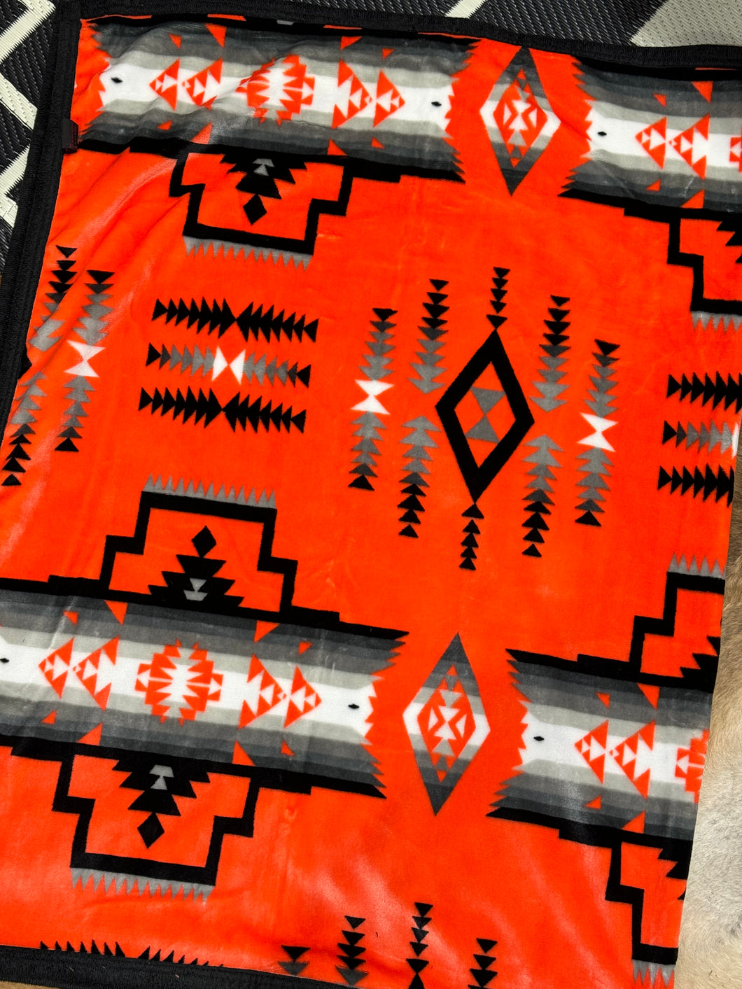 Bright Orange BW/ BW Aztec Blanket