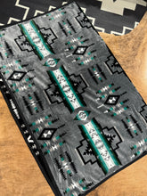 Load image into Gallery viewer, Grey Teal Aztec/ BW Aztec Blanket
