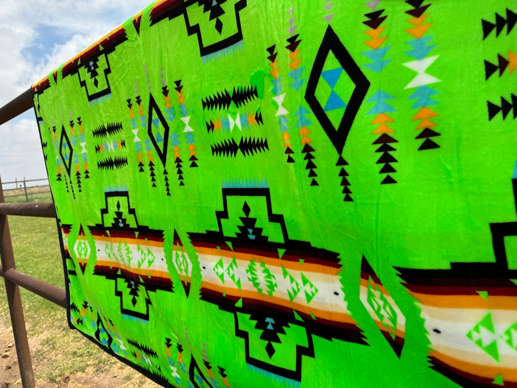 Lime Green Aztec Blanket