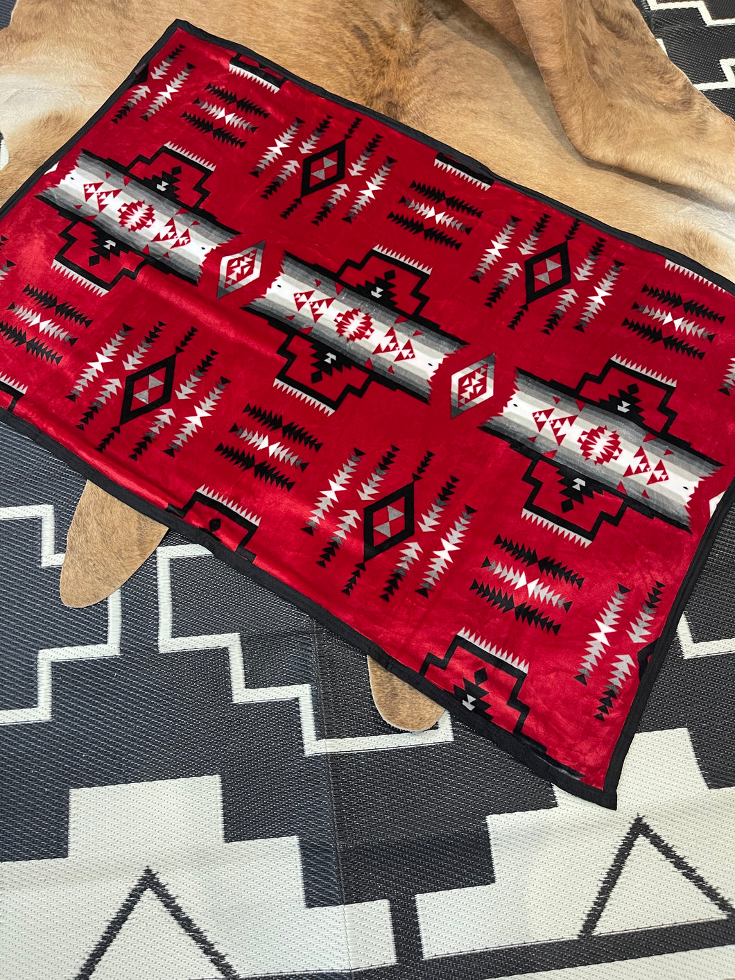 Red BW/ Black Multi Aztec Blanket