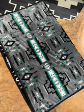 Load image into Gallery viewer, Grey Teal Aztec/ Black Multi Aztec Blanket
